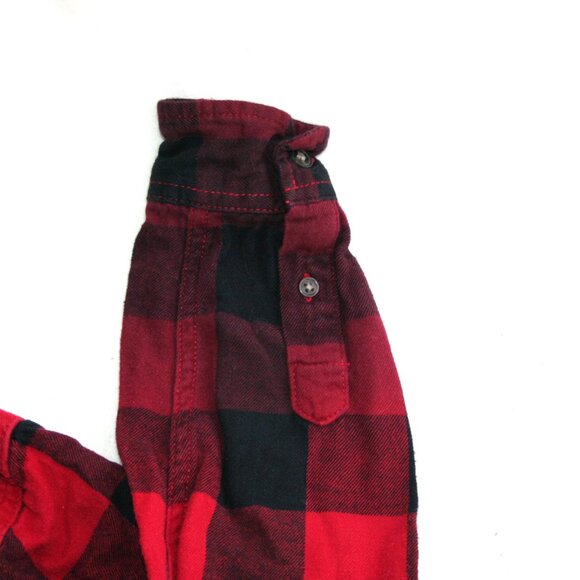 🍁 CHECKER OMBRE FLANNEL SHIRT RED BLACK BUTTON DOWN TOP PLAID WARM KID BOY 6 7 - Picture 6 of 15